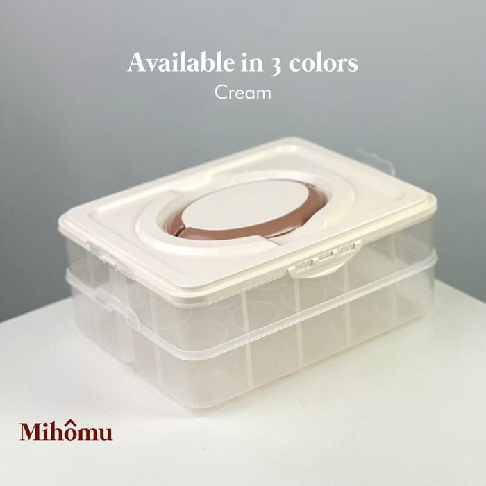 Gambar TEMPAT PENYIMPANAN TELUR 2 SUSUN/TEMPAT RAK TELUR/EGG STORAGE BOX - Cream dari Mihomu Indonesia undefined Tokopedia