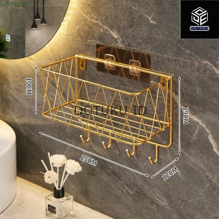 Gambar Rak Kamar Mandi Dinding Rak Kosmetik Rak Make Up Aksesoris Kamar Mandi - Emas - Kecil dari DOTUKU ID1 undefined Tokopedia