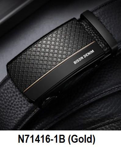 Gambar Ikat Pinggang Pria Kulit Asli Bison Denim Automatic Buckle Man Jeans - 130cm gold, hitam+box bison dari Techno Link undefined Tokopedia