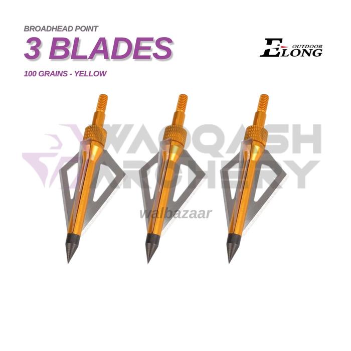 Gambar ELONG 3 BLADES BROADHEAD Hunting Point anak Panah untuk Berburu - Yellow - 100gr dari AlBazaar undefined Tokopedia