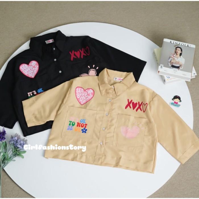 Gambar Weijia Fashion Baju KEMEJA WANITA Casual KEM XOXO GOOD VIBES - TIE HITAM dari T&X undefined Tokopedia