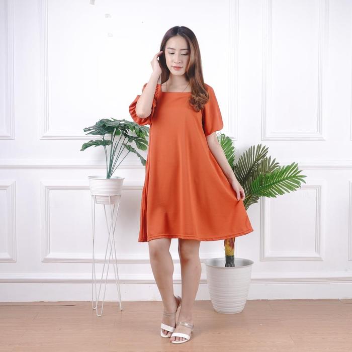 Gambar 1.105 - Dress Olivia Crepe Lengan Puff Baju Terusan Wanita - BATA dari tas lucu surabaya undefined Tokopedia