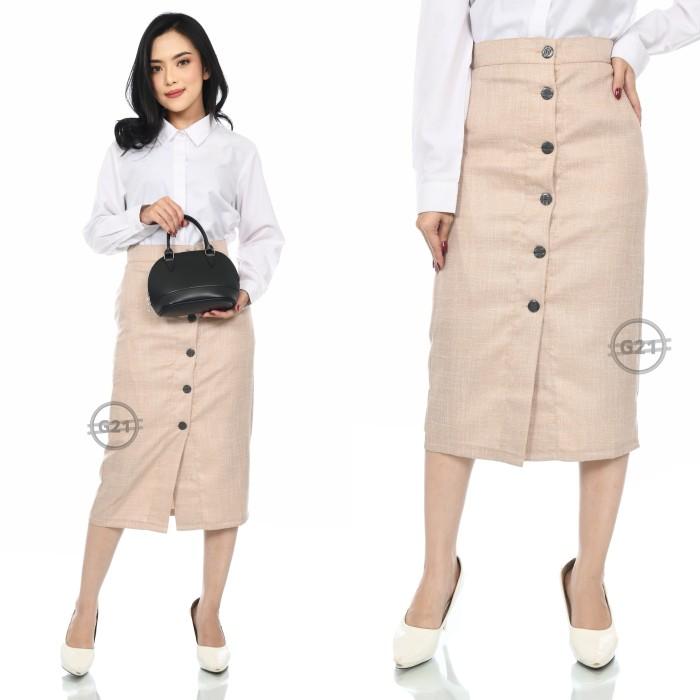 Gambar Rok Span Wanita Pendek Midi 7/8 Sebetis Dibawah lutut Bahan Formal - Cream, S dari inayafashion undefined Tokopedia