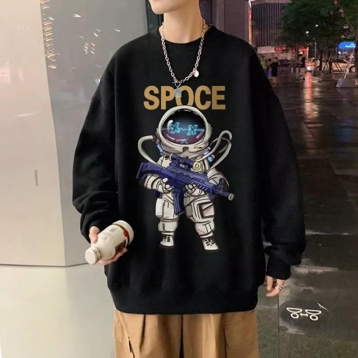Gambar Crewneck Cowo Cewe Sweater Basic Oversize Japan Aesthetic Ufo Space - Hitam, M dari Pifacia Shop undefined Tokopedia