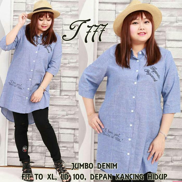 Gambar Baju Wanita Pakaian Cewek Fashion Perempuan JUMBO DENIM VAGUEED - Biru dari FASHION BAJU KEKINIAN undefined Tokopedia