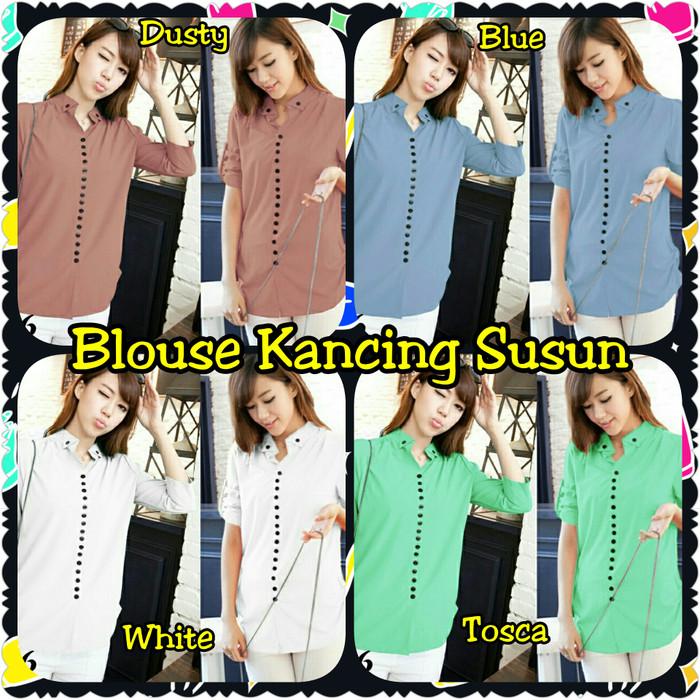 Gambar Baju Wanita Pakaian Cewek Fashion Perempuan Blouse Kancing Susun - Brown dari FASHION BAJU KEKINIAN undefined Tokopedia