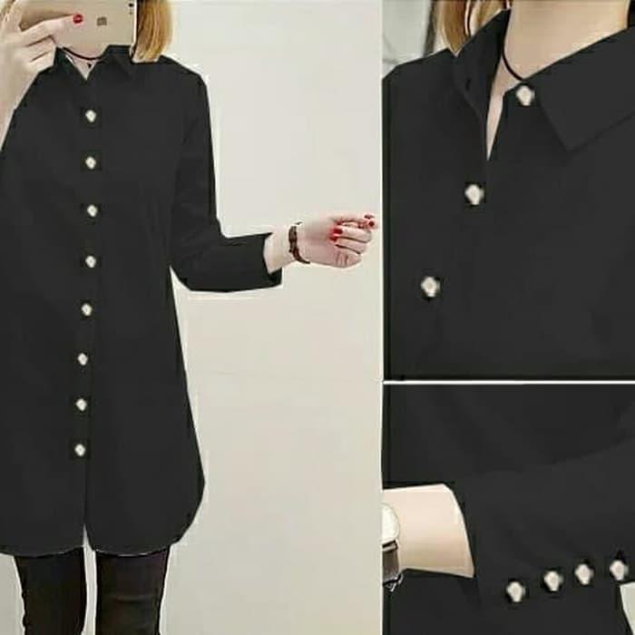 Gambar BAJU WANITA KEMEJA WANITA FASHION WANITA MURAH BUTTON 1653L1 - Hitam dari FASHION BAJU KEKINIAN undefined Tokopedia