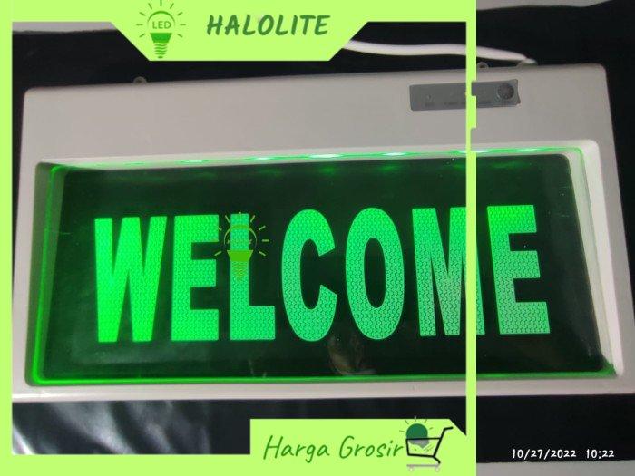 Gambar Lampu Emergency Transparan LED EXIT,WELCOME,TOILET,NO SMOKING,KELUAR - WELCOME+BUBBLE dari HALOLITE undefined Tokopedia