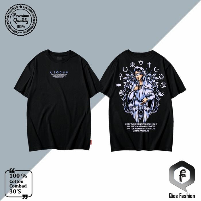 Gambar KAOS DISTRO PLURALISME BAJU PLURALISME AGAMA COTTON COMBAD 30'S - TSH 023, L dari QIOS FASHION undefined Tokopedia