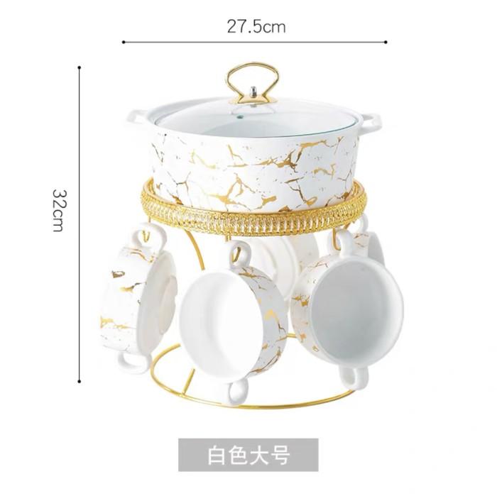 Gambar Marble Bowl Set Soup Pot / Mangkok Marble Sup Set Panci Keramik - L White dari AestheticHome.Id undefined Tokopedia