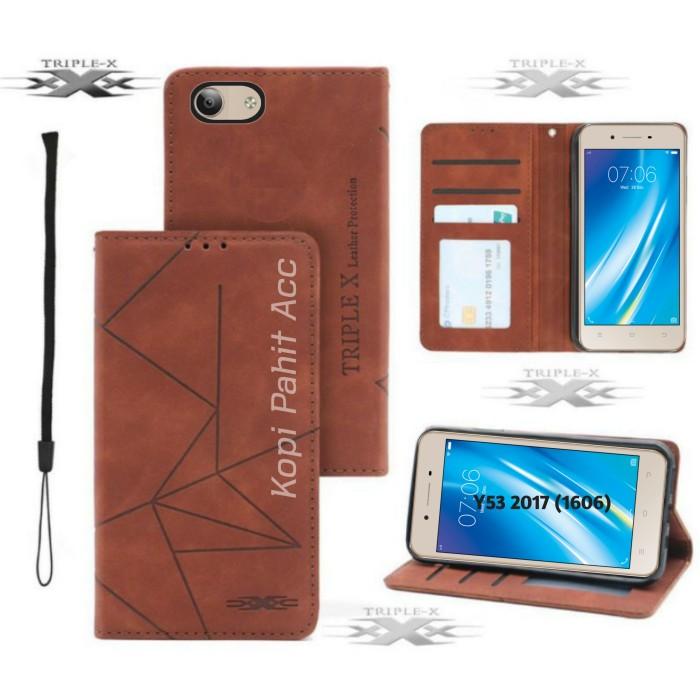 Case Vivo Y53 2017 (1606) Flip Cover Wallet Leather Case Dompet Magnet  Maroon, Y53 2017 (1606)