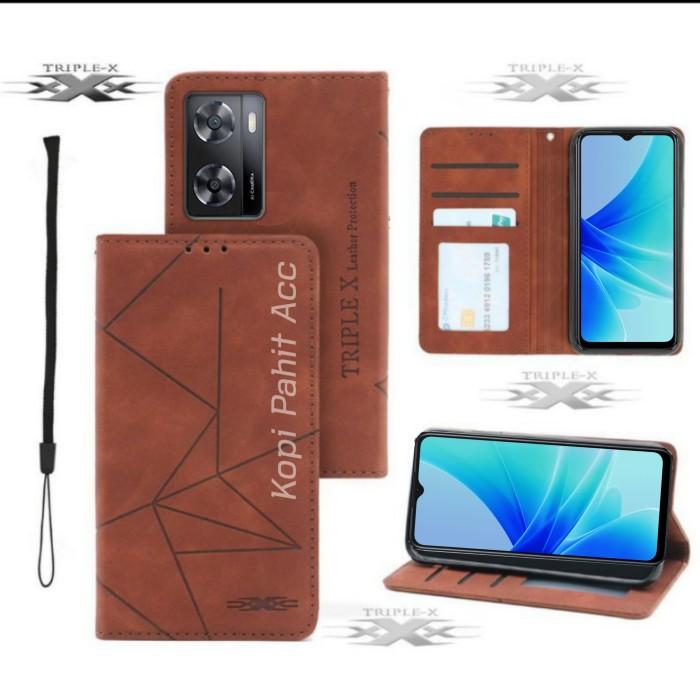 Gambar Oppo A57 2022 Flip Cover Wallet Leather Case Dompet Magnet Premium - Coklat Tua, A57 2022 dari Tripel x Part undefined Tokopedia