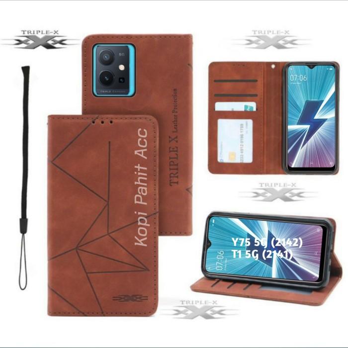 Gambar Vivo T1 5G Y75 5G Flip Leather Case Flip walllet Sarung Kulit Premium - Maroon, Y75 5G (2142) dari Tripel x Part undefined Tokopedia
