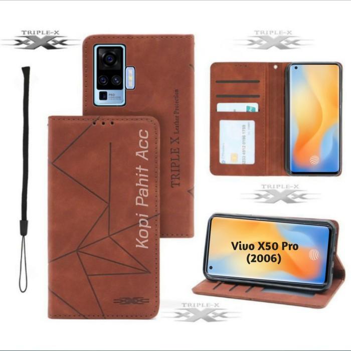 Gambar Vivo X50 Pro Flip Leather Case Flip walllet Sarung Kulit Premium - Maroon, X50 Pro (2006) dari Tripel x Part undefined Tokopedia