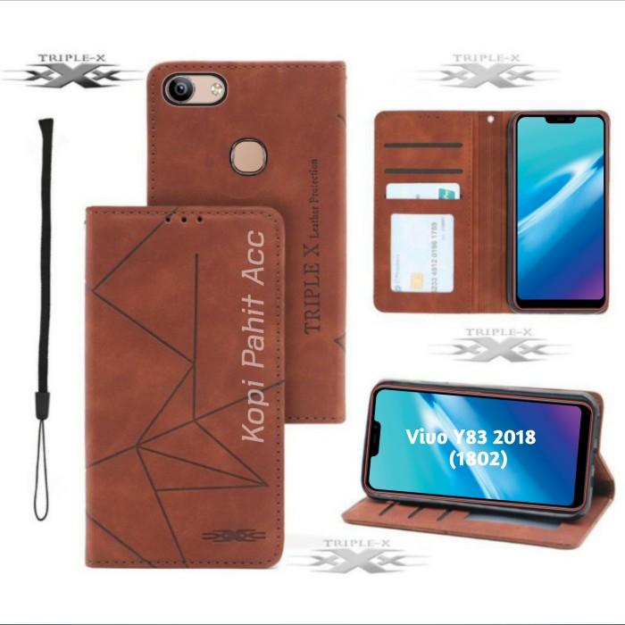 Gambar Vivo Y83 (1802) Flip Leather Case Flip walllet Sarung Kulit Premium - Maroon, Y83)(1802) dari kopipahitacc14 undefined Tokopedia