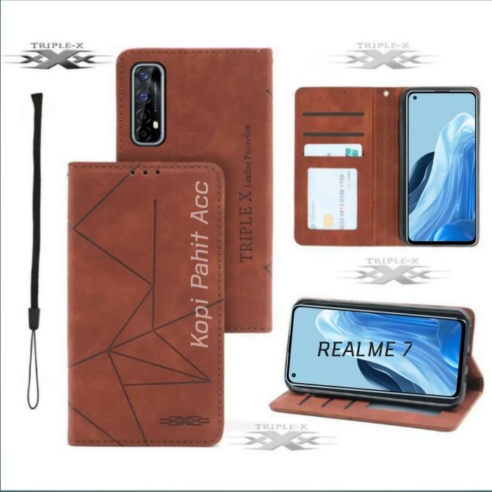 Gambar Case Realme 7 Flip Cover Wallet Leather Case Dompet Magnet Premium - Maroon, Realme 7 dari Tripel x Part undefined Tokopedia