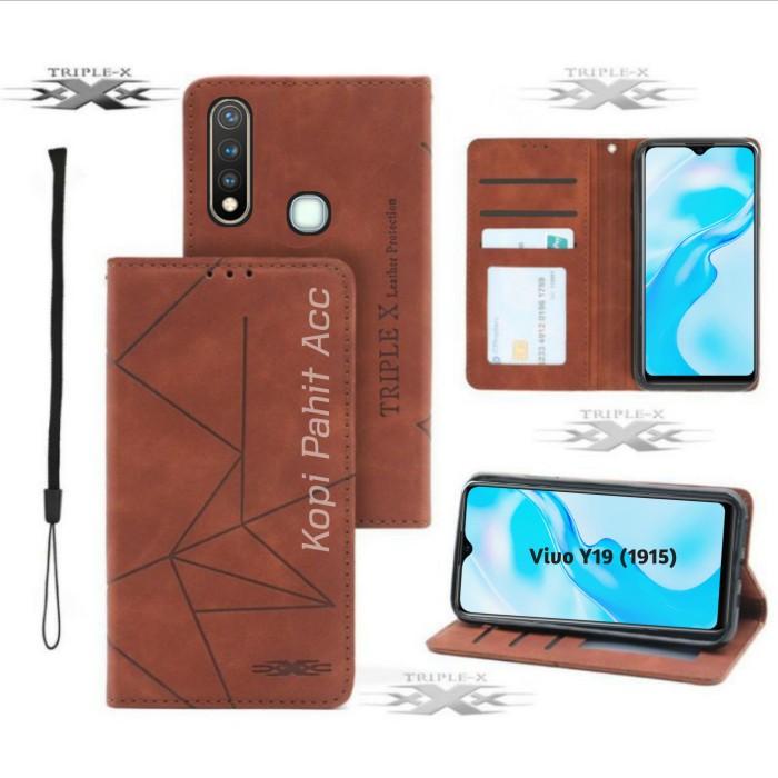 Gambar Vivo Y19 (1915) Flip Leather Case Flip walllet Sarung Kulit Premium - Maroon, Y19 (1915) dari Tripel x Part undefined Tokopedia