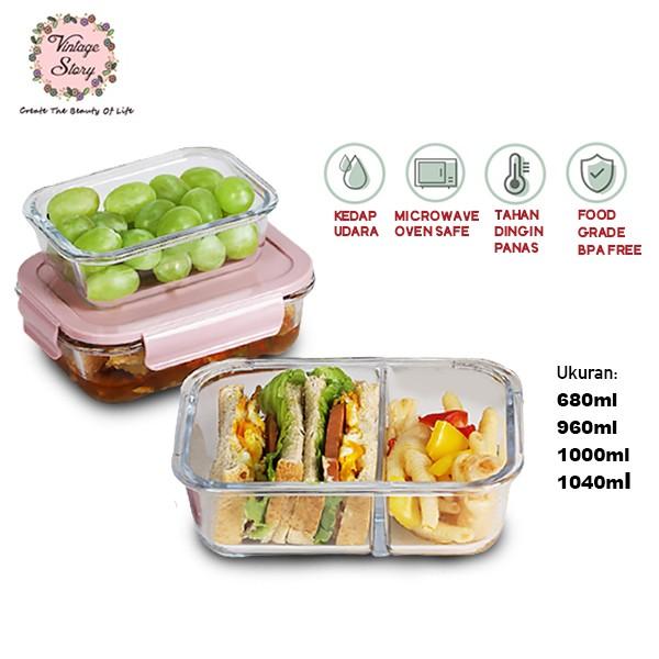 Gambar Kotak Makan Toples Lunch Box Makan Kaca Microwave Oven Safe Lasagna - 680ml(No Sekat), Hijau dari ADDA HOME undefined Tokopedia