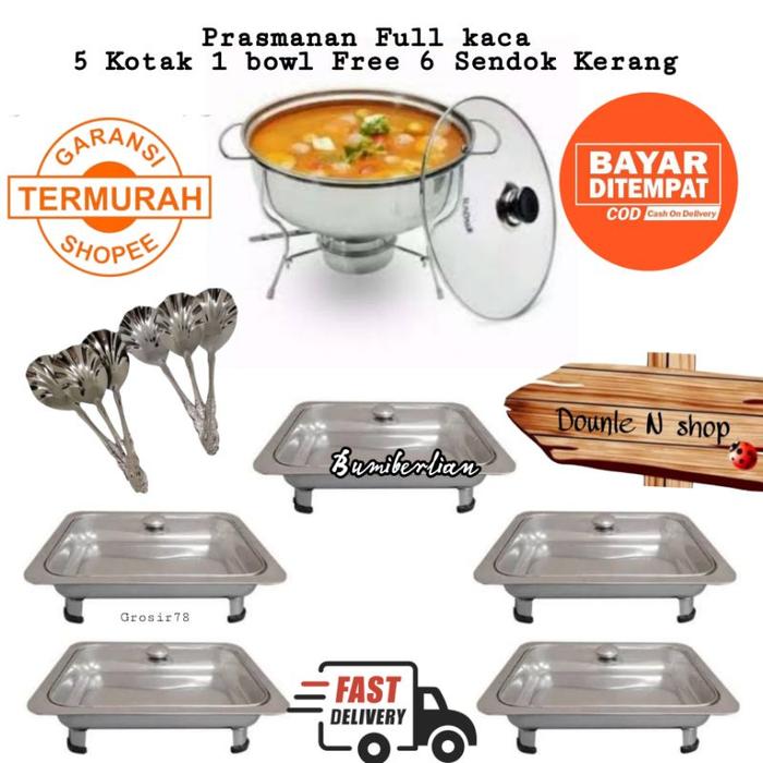 Gambar Prasmanan Set Full Kaca 5 Kotak 1 Bowl 6 Sendok Kerang Tanpa Sendok dari MAWAR STORE 87 undefined Tokopedia