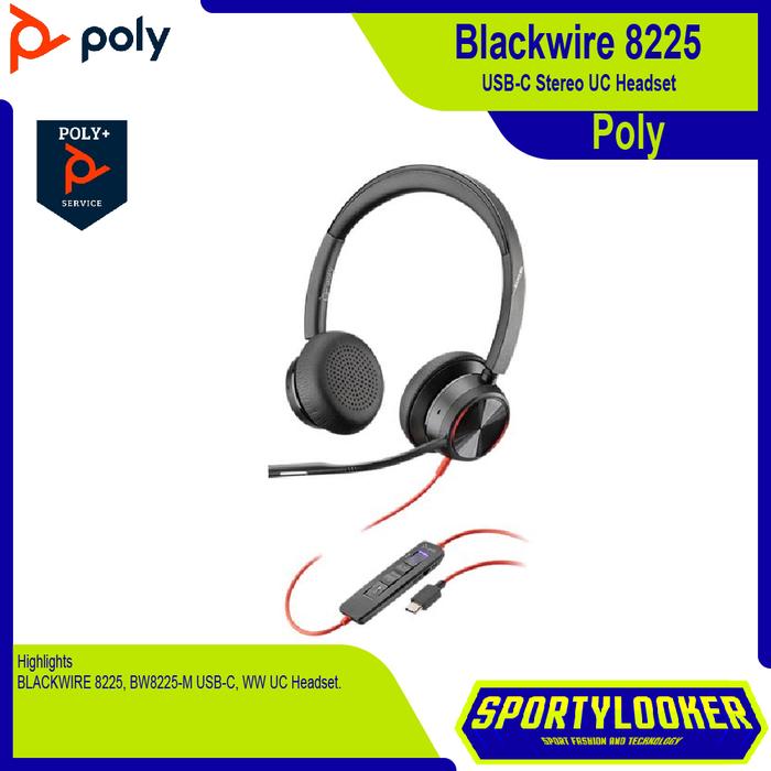 Poly Blackwire 8225 Auricolare Stereo USB-C/A Con Cancellazione Del Rumore E ANC Ibrido – Ideale Per Ufficio E Smart Working