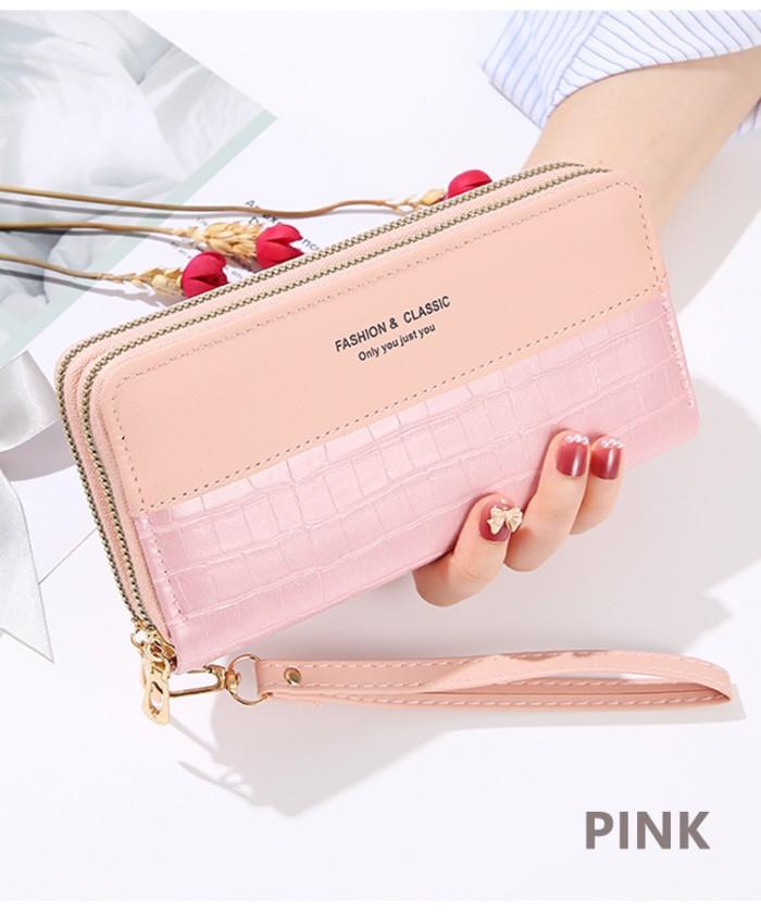 Gambar W222 Dompet Wanita Panjang Double Space BIG Croco Women Wallet - pink dari Dneo Store undefined Tokopedia