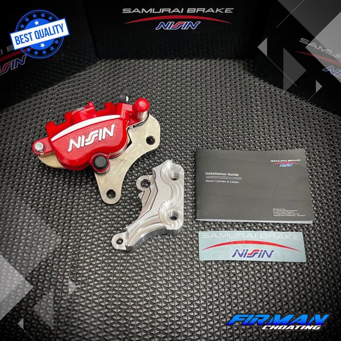 Gambar KALIPER NISSIN SAMURAI RX KING OLD 2PISTON+BRIKET UNTUK PIRINGAN 300MM - Merah+Breket, Nissin dari Firman choating undefined Tokopedia
