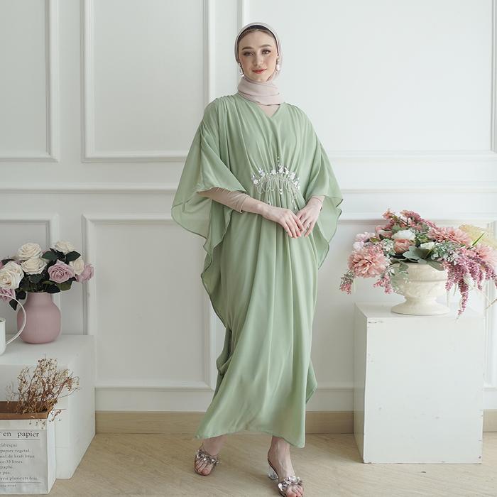 Gambar Miss Nomi - Mezza Kaftan Lebaran / Baju Wanita / Muslim / Hijab Ceruty Panjang Dress Gamis Mewah Pesta Dewasa Kondangan Remaja Simple Crinkle Airflow Maxi - SALEM, FREE SIZE dari Miss Nomi undefined Tokopedia