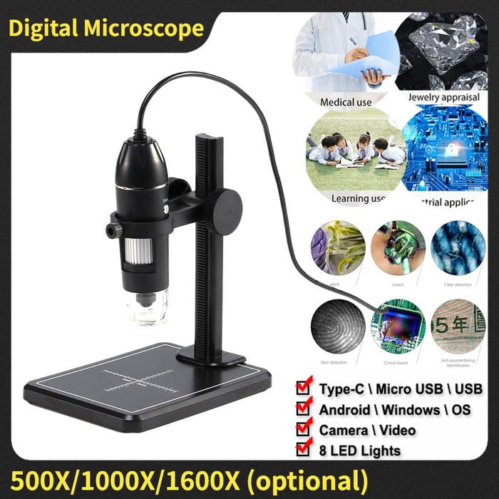 Gambar 500X/1000X/1600X Digital Microscope For Electronics Type-C USB dari bajustore687 undefined Tokopedia