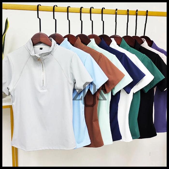 Gambar Baju Kaos Zipper Lengan Pendek Women Berkuda Equestrian - White dari rido0123 undefined Tokopedia