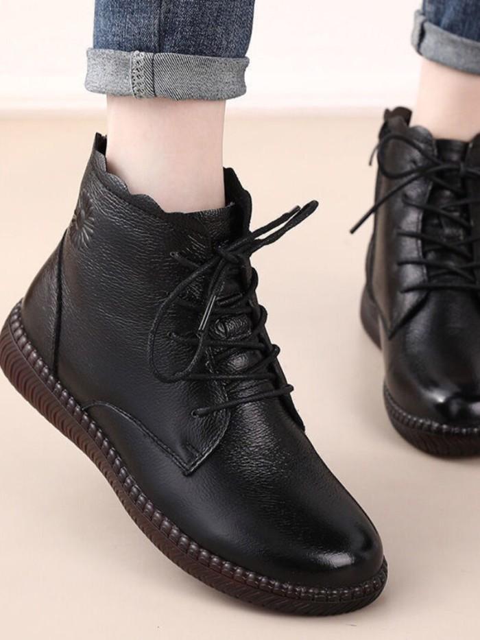 Leather Boots Ladies Ankle Boot Sale Concise Leather Ankle Boots
