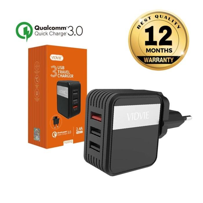 Gambar NEW VIDVIE 3 USB Port Charger PLE205Q Qualcomm Quickcharge 3.0 - Hitam dari Bosshome undefined Tokopedia