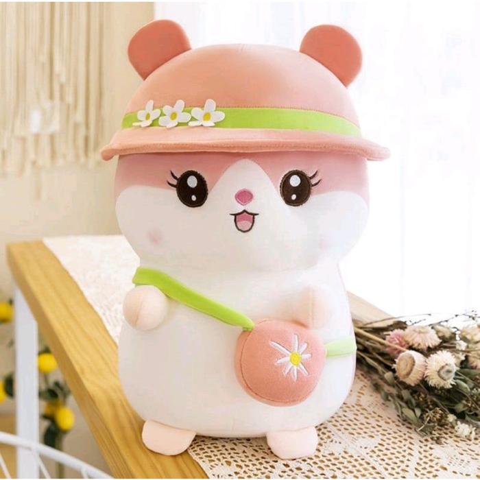 Gambar Boneka Hamster Hewan Lucu Pakai Topi dan Tas Ukuran 30cm - Hamster Pink dari Diary Boneka undefined Tokopedia