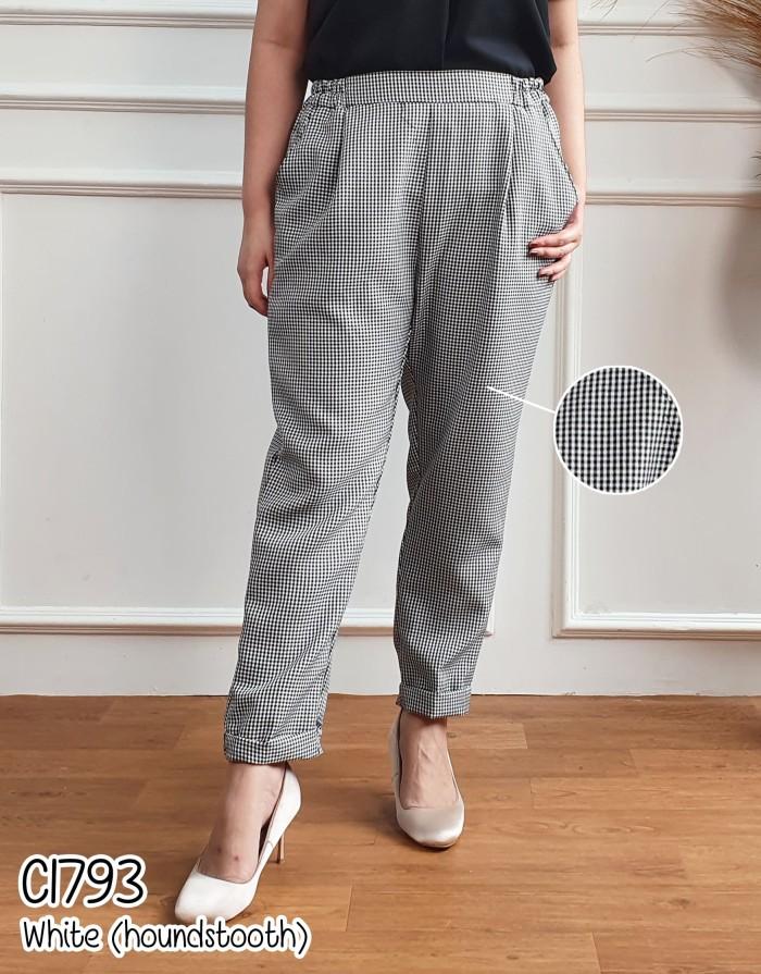 Gambar Celana panjang wanita celana kerja formal motif pinggang karet C1793 - TAN SALUR dari missonlineshops_NEW undefined Tokopedia