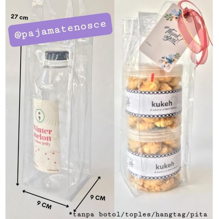 Gambar Variasi Tas Pvc Mika Hampers Bag Transparant Tenteng Goodie Kotak Kue - 9x9x27cm, 1 dari Axioshopp undefined Tokopedia