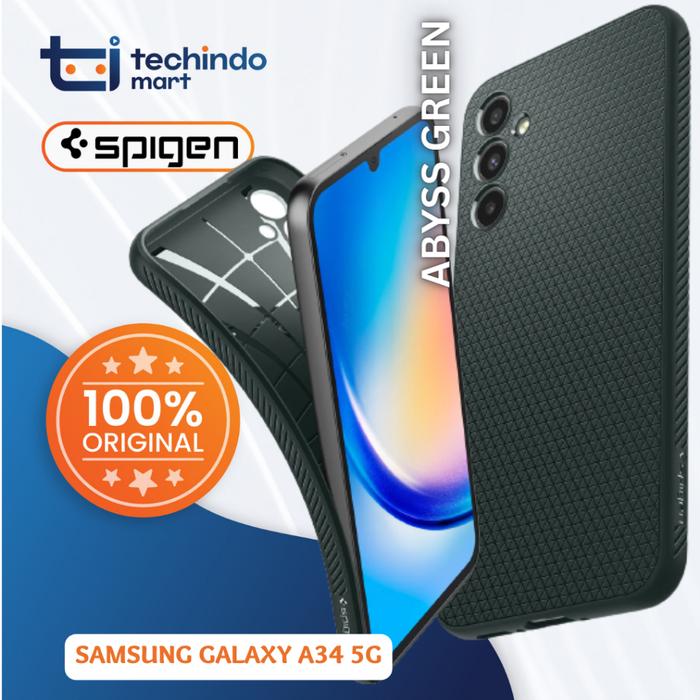 Gambar Case Samsung Galaxy A34 Spigen Liquid Air Softcase TPU Cover Casing - ABYSS GREEN, A34 dari techindo mart undefined Tokopedia