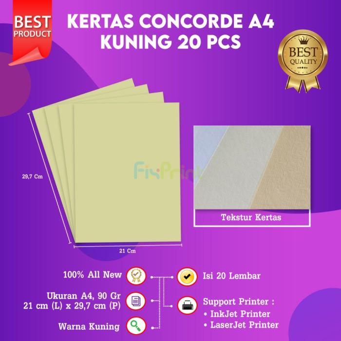 Gambar Concord Paper A4 90gr 1pack isi 20 Lembar 210mm x 297mm Kertas Kuning - Kuning dari FixPrint Indonesia undefined Tokopedia