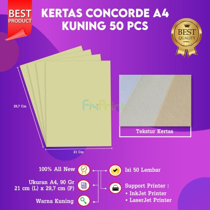 Gambar Paper Concord A4 90gr 1pack isi 50 Lembar Kertas Kuning 210mm x 297mm - Kuning dari FixPrint Indonesia undefined Tokopedia