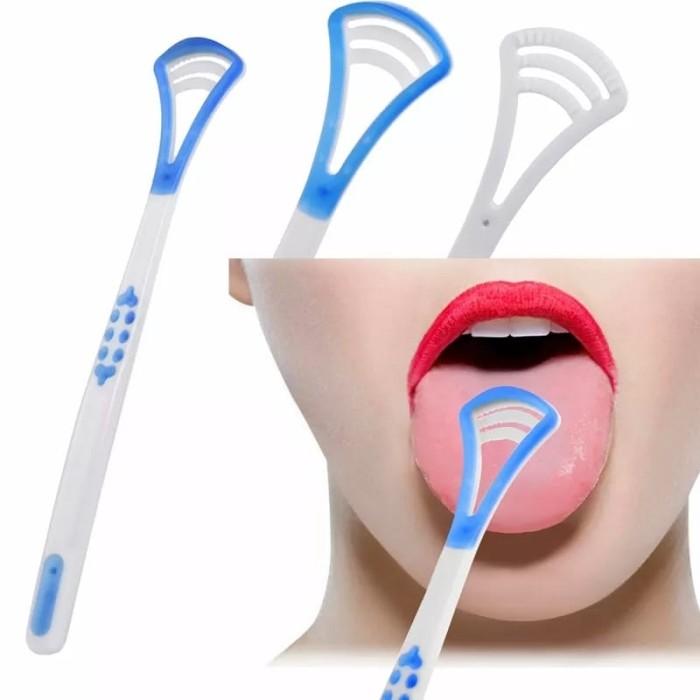 Gambar Sikat Pembersih Lidah Alat Sikat Lidah 2 Fungsi Tongue Cleaner Scraper Food Grade - sikat lidah, plastik dari Online giffy undefined Tokopedia