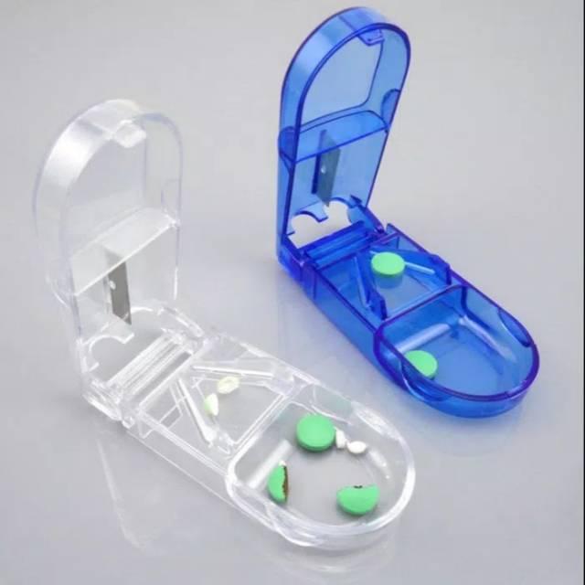 Gambar LYSASHOP 3in1 Tempat dan Alat Pemotong Obat Pil Tablet Penumbuk Kapsul - Transparant dari LYSASHOP888 undefined Tokopedia