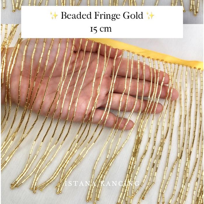 Gambar Rumbai Beaded Fringe Silver Gold Aksesoris Rumbai Panjang 15mm Premium - Gold dari Istana Kancing undefined Tokopedia