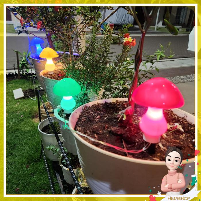 Gambar Mushroom Outdoor Solar Garden Lights Lampu Jamur - 4 Warna dari hedi happyshopping undefined Tokopedia