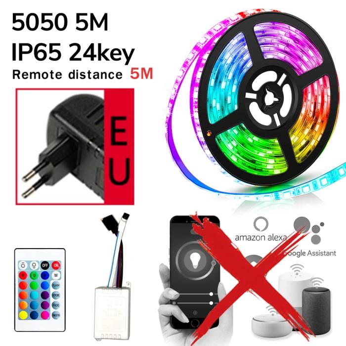 Gambar LED Strip Light RGB LED Lamp Decoration TV BackLight Diode Tape - 5050 5M 24KEY dari Quantum Mart 001 undefined Tokopedia