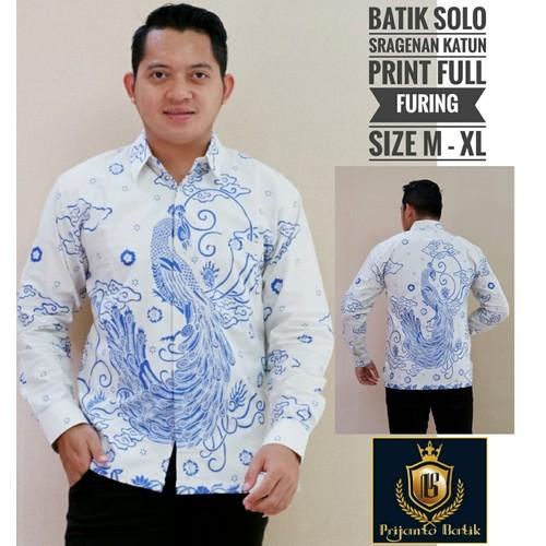 Gambar Merak Putih Kemeja Batik Pria Lengan Panjang Batik Terbaru Batik Solo - M dari FATHAN BATIKSTORE undefined Tokopedia