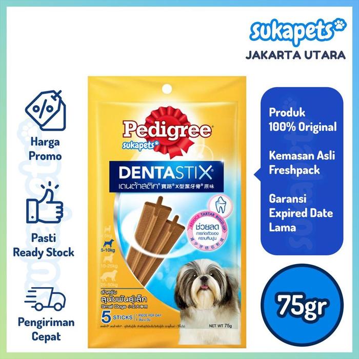 Gambar Pedigree Dentastix Small Dog Snack Anjing 75gr dari Sukapets Jakut undefined Tokopedia