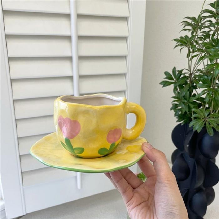 Gambar [siggi] JI-AH Aesthetic Korean Cup / Mug Keramik / Gelas Kopi Teh - Kuning dari Siggi Tableware &amp; Homeware undefined Tokopedia