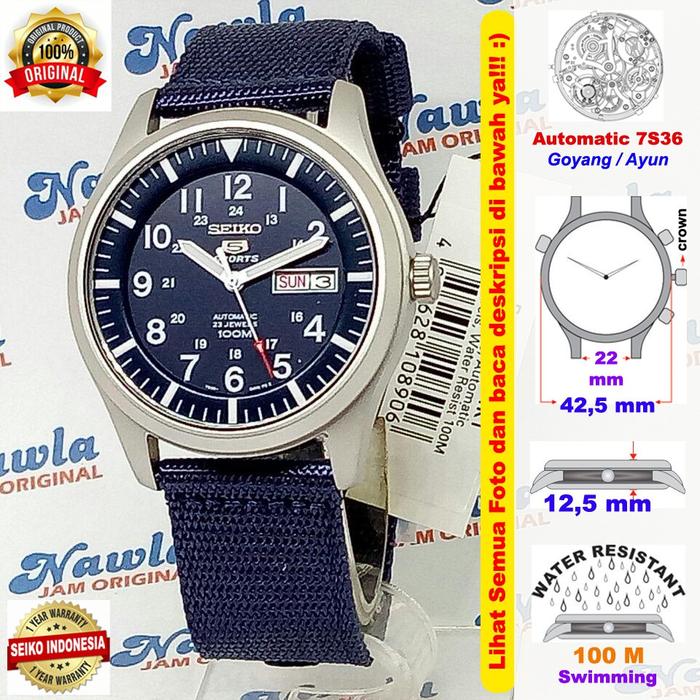 Seiko Sport Snzg11k1 Automatic Blue Nylon Jam Tangan Seiko Snzg11