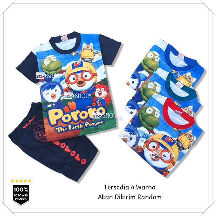 Gambar HM Baju Setelan Kaos Anak Laki-laki Pororo Pinguin Lucu baju 2-10 thn - Set Baju+Celana, Size 4 ±2th dari HM Shopa Collection undefined Tokopedia