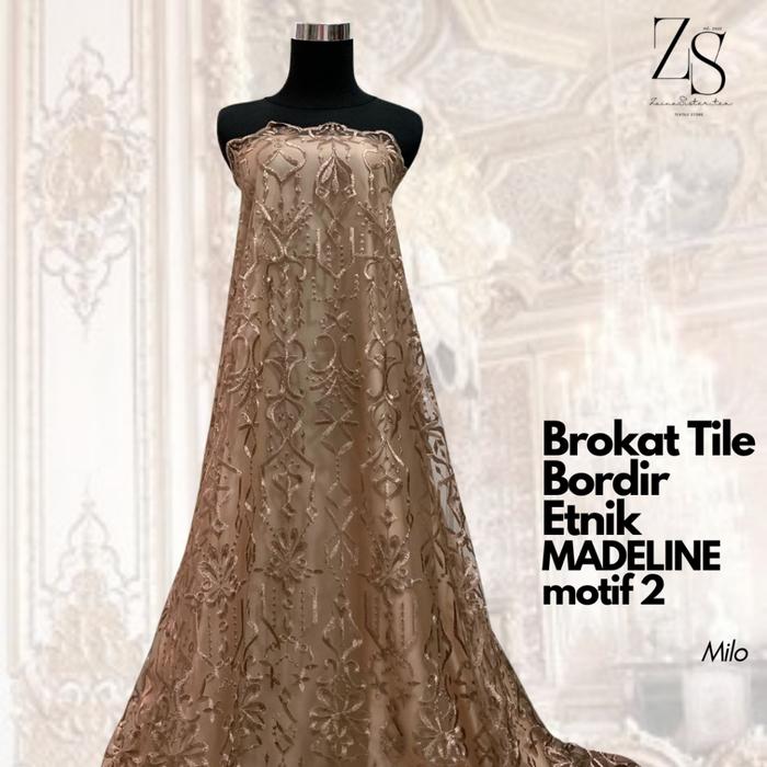 Gambar 1/2 meter Brukat Tile Etnik Madeline New Series Warna Coklat Milo dari zainasistertex undefined Tokopedia