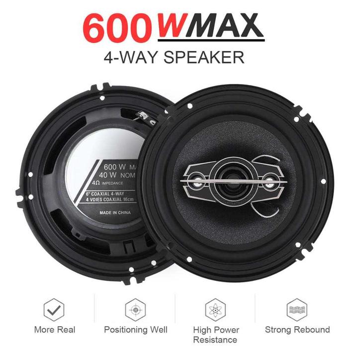 Gambar Speaker Mobil Coaxial 6 Inch HiFi 4 Way Car Speaker 600 W 2 Pcs - Hitam dari Bluechip Star undefined Tokopedia