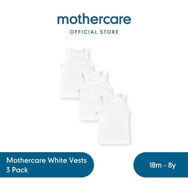 Gambar Mothercare White Vests - 3 Pack - Pakaian Dalam Anak Laki-laki (Putih) - 7-8 years dari Mothercare Indonesia undefined Tokopedia